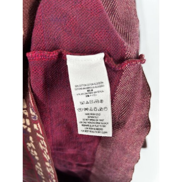 Free People Sweater Dress Womens Xl  Music Lyrics Mini Bishop Sleeve Boho Red - Picture 4 of 5